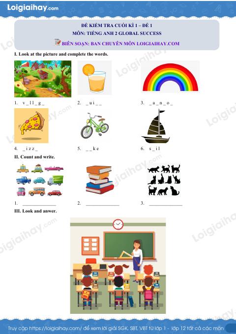 5 đề thi học kì 1 Tiếng Anh 2 chân trời sáng tạo có đáp án và lời giải chi tiết